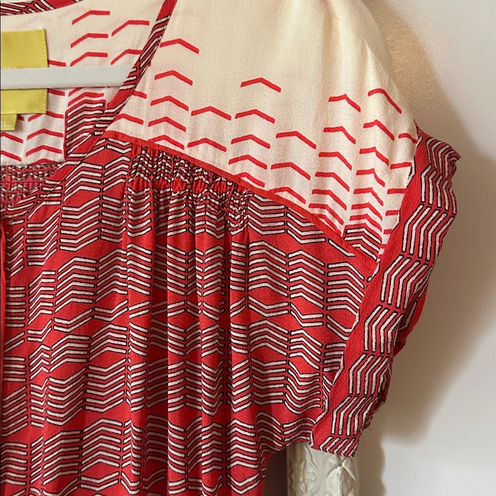 MAEVE | Anthropologie Victoria Midi Dress Button Down Retro Chevron Pattern - Picture 5 of 16